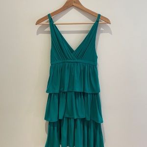 JCrew Green Tiered Ruffled Tank Dress | Size XS